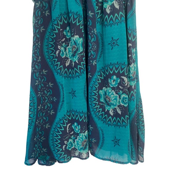 Free People Size L Eternal Spring Babydoll Boho Mini Dress Blue Floral - Picture 9 of 15